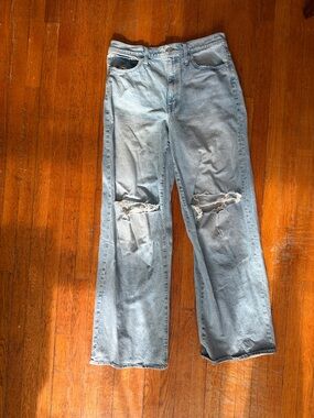 Madewell Super Wide Leg Flared Light Wash Distressed Flare Jeans